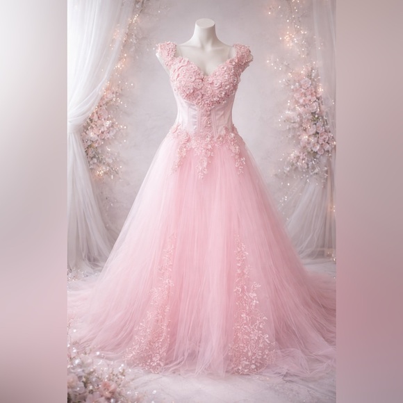 Lavetir Dresses & Skirts - Lavetir Pink Prom Ball Gown Sz 16 Floral Tulle Satin Corset Formal Dress NWOT